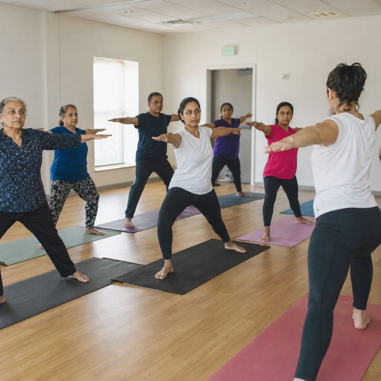 Group yoga and wellness session